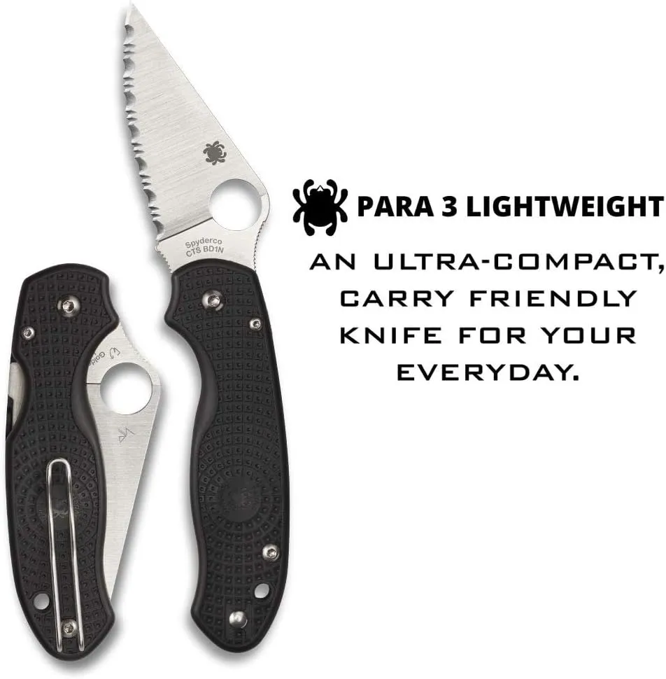 Spyderco Para 3 Lightweight 2.93" SpyderEdge Pocket Folding Knife (C223SBK)