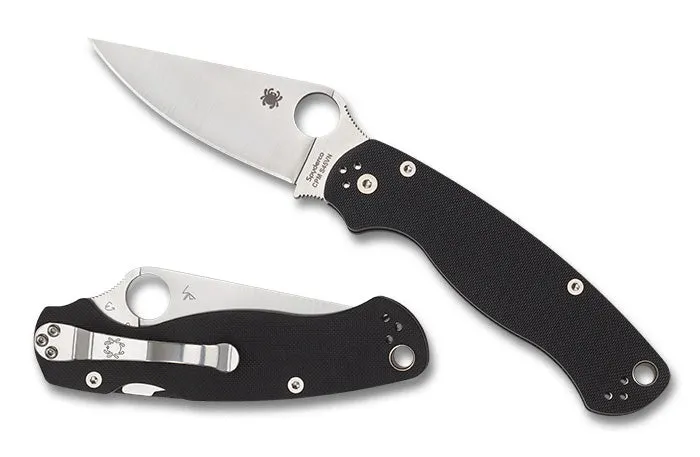 Spyderco ParaMilitary 2 G-10 Black 3.45" Plain Edge Folding Pocket Knife (C81GP2)