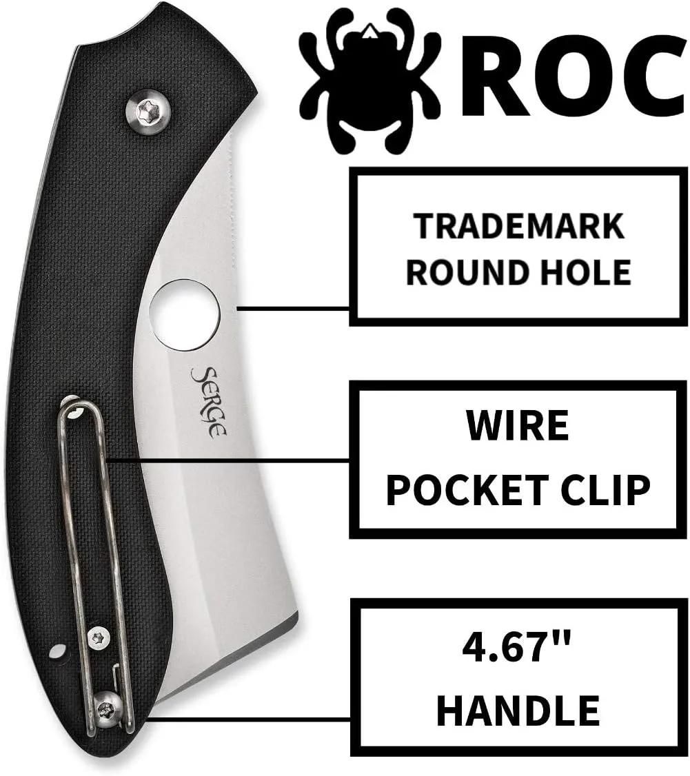 Spyderco ROC Clipit G-10 Black 3.1" Plain Edge Folding Pocket Knife (C177GP)