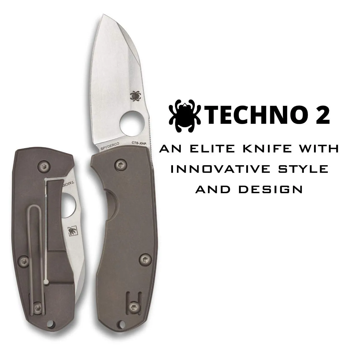 Spyderco Techno 2 Plain Edge 2.52" Folding Pocket Knife (C158TIP2)