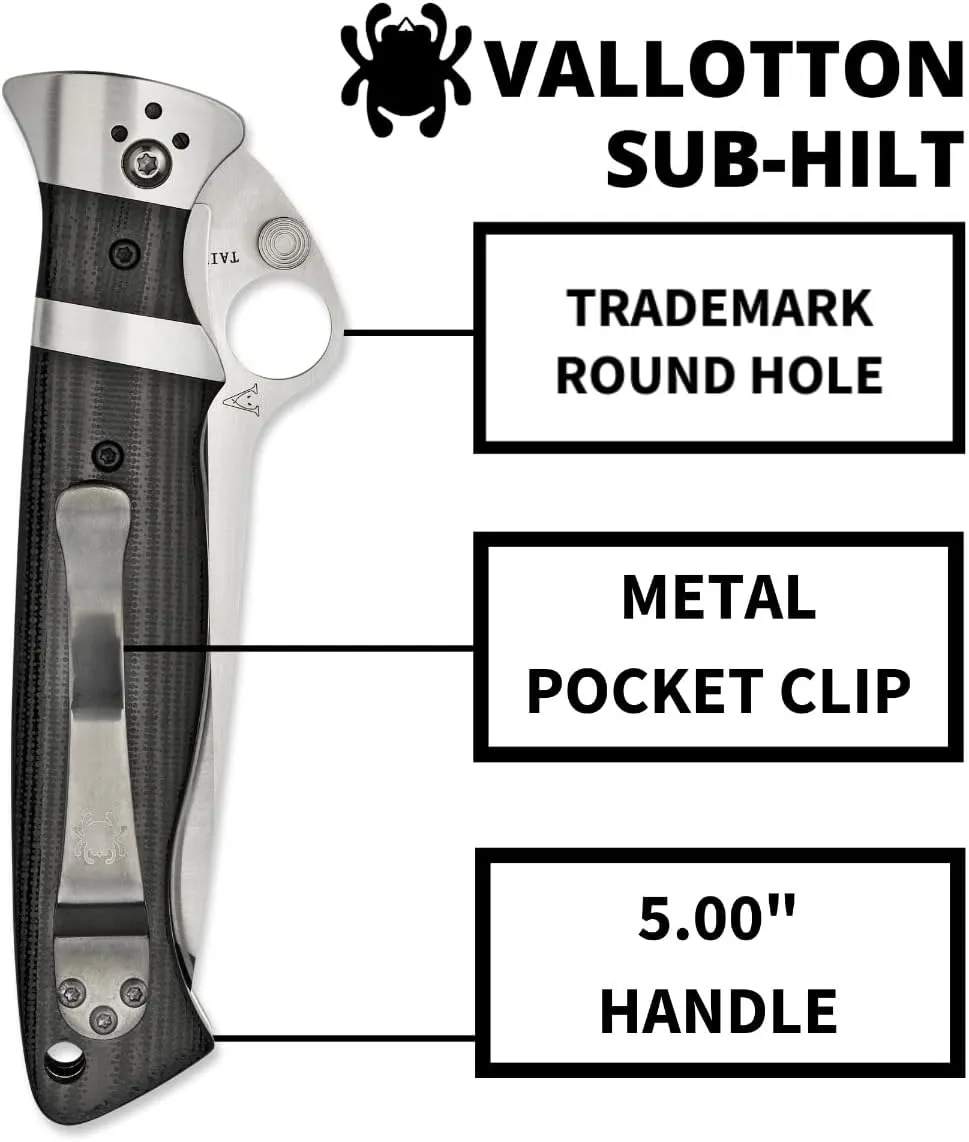 Spyderco Vallotton Sub-Hilt 3.7" Plain Edge Folding Pocket Knife (C149GP)