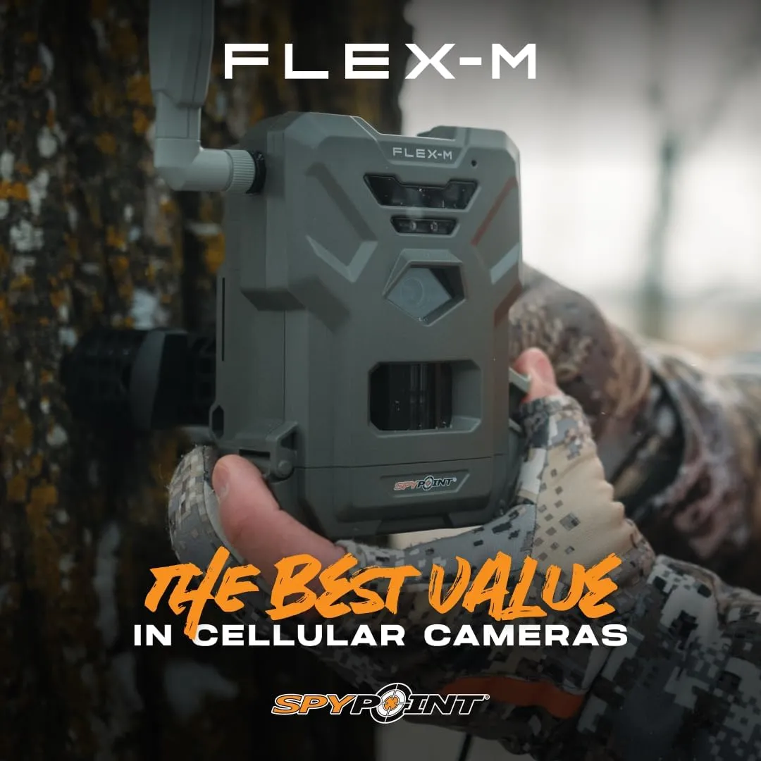 SPYPOINT Flex-M 2-Pack and SD Card 2-Pack with LIT-22 | Cellular Trail Cameras | Best Value in Hunting | No WiFi Needed, GPS-Enabled | Night Vision | IP65 Waterproof | 28MP Photos, 720p Videos