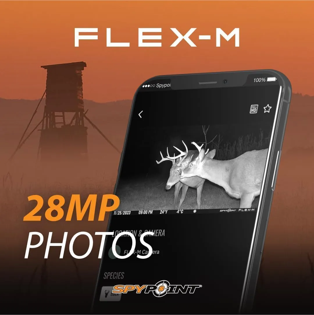 SPYPOINT Flex-M 2-Pack and SD Card 2-Pack with LIT-22 | Cellular Trail Cameras | Best Value in Hunting | No WiFi Needed, GPS-Enabled | Night Vision | IP65 Waterproof | 28MP Photos, 720p Videos