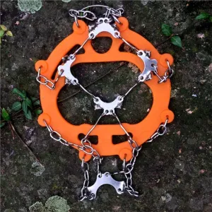 Stainless Steel Micro Spike Crampons Ice Snow Grips 1 Pair Snow Walk Traction Cleats Ice Cleats Traction Anti-Slip Shoes Ice Gripper for Walking,Jogging, Climbing and Hiking(Orange)