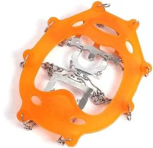 Stainless Steel Micro Spike Crampons Ice Snow Grips 1 Pair Snow Walk Traction Cleats Ice Cleats Traction Anti-Slip Shoes Ice Gripper For Walking,Jogging, Climbing And Hiking(Orange,Medium)