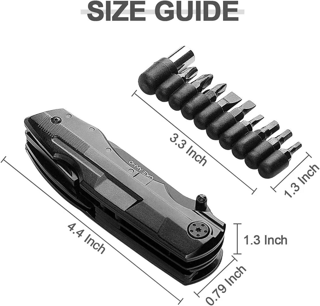 Stainless Steel Multi tool Pocket Folding Knife - Portable Utility Multitool w/Pliers, Bottle & Can Opener & More - Tactical Knives for Men - Great for EDC, Outdoor Survival, Hiking, Camping