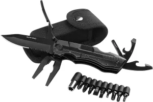 Stainless Steel Multi tool Pocket Folding Knife - Portable Utility Multitool w/Pliers, Bottle & Can Opener & More - Tactical Knives for Men - Great for EDC, Outdoor Survival, Hiking, Camping