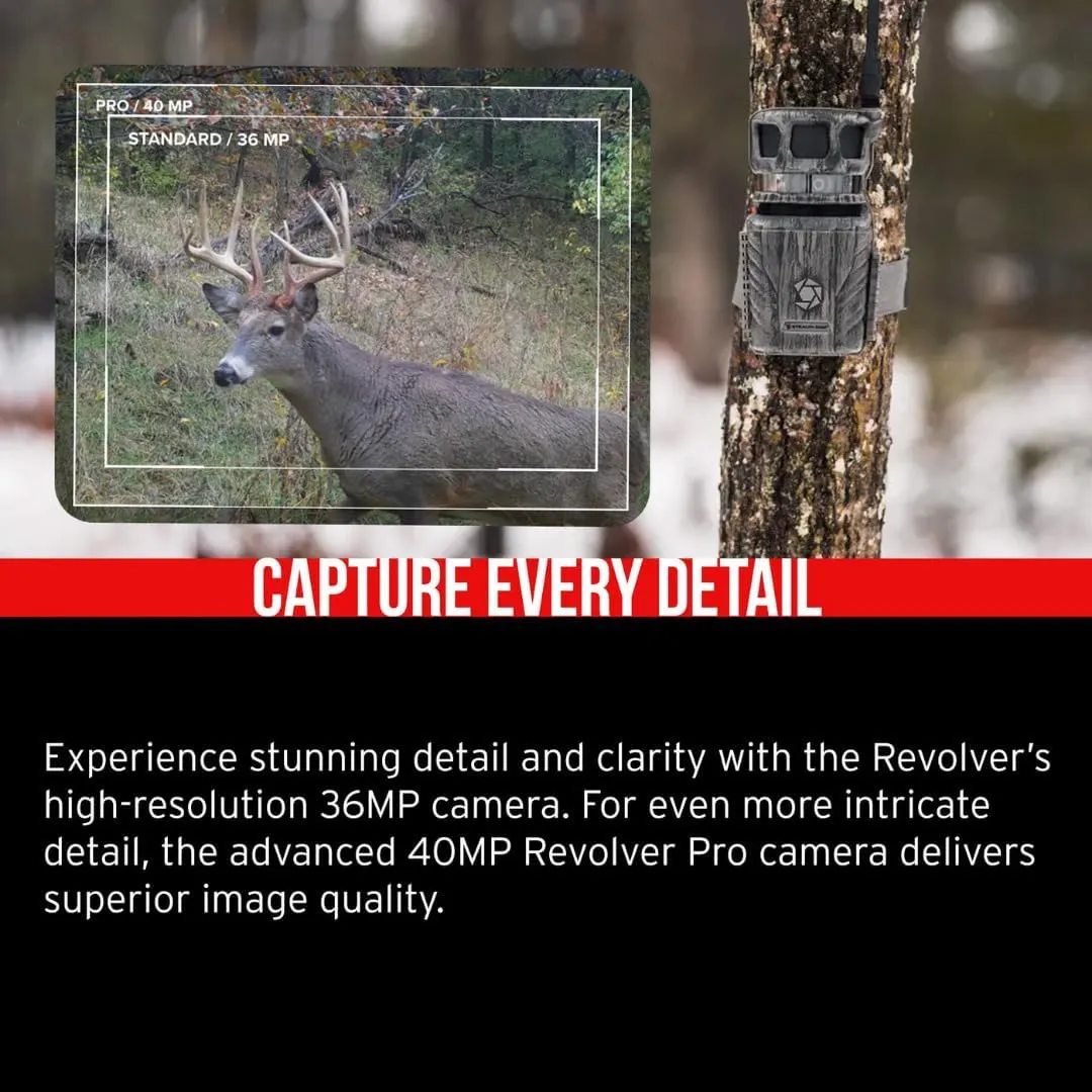 Stealth Cam Revolver 36MP 360-Degree Cellular Trail Camera (2-Pack) Bundle with 5400mAh Rechargeable Battery Pack (2-Pack), 32GB UHS-I Memory Card (2-Pack), and Card Reader (7 Items)