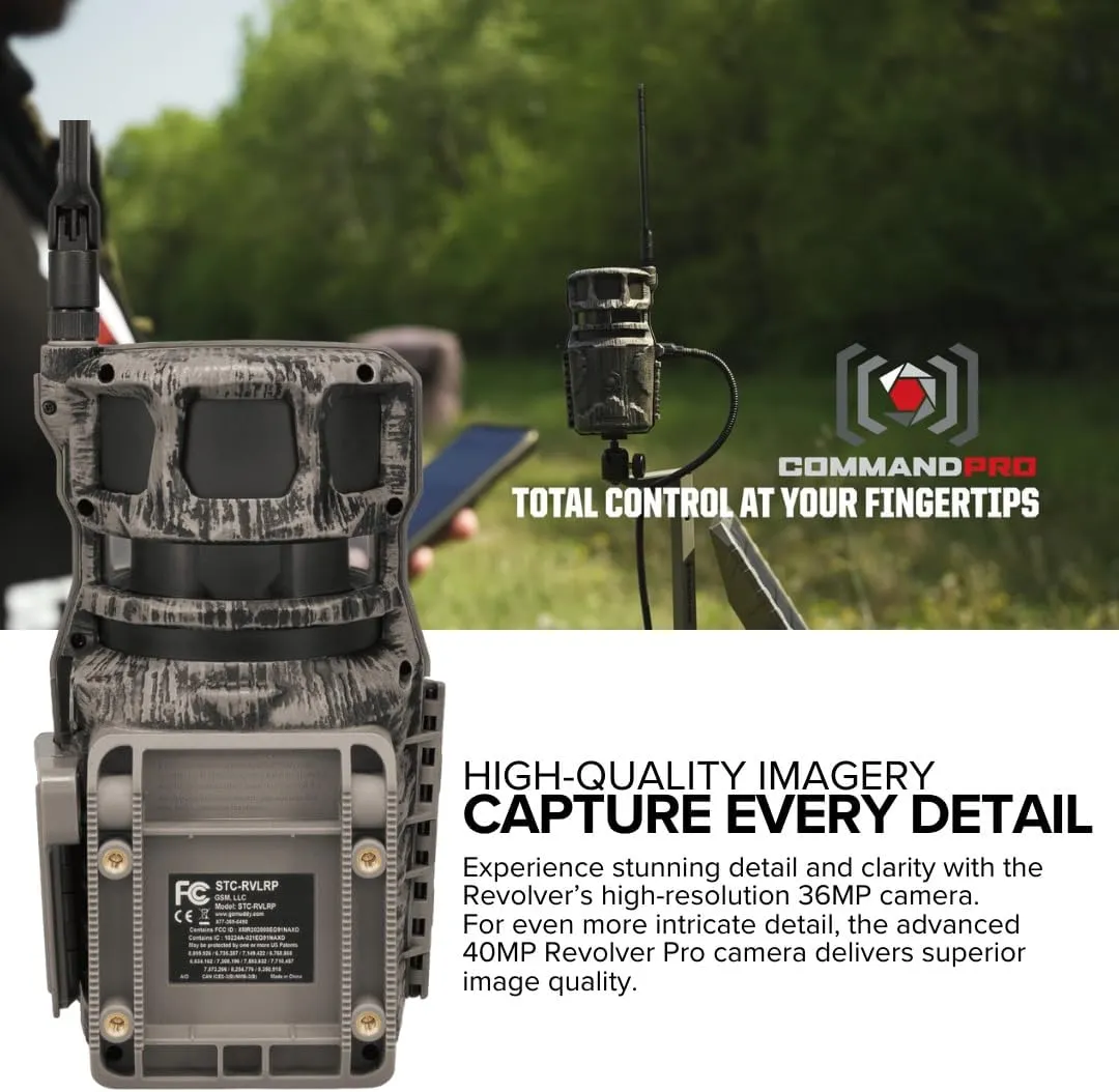 Stealth Cam Revolver 40MP Pro 360-Degree Cellular Trail Camera (4-Pack) Bundle with 4 x 5400mAh Battery, 4 x 32GB Memory Card, and Card Reader (13 Items)