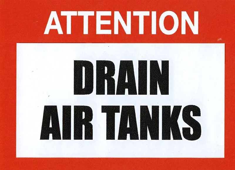 STICKER DRAIN AIR TANKS 125MM X 90MM