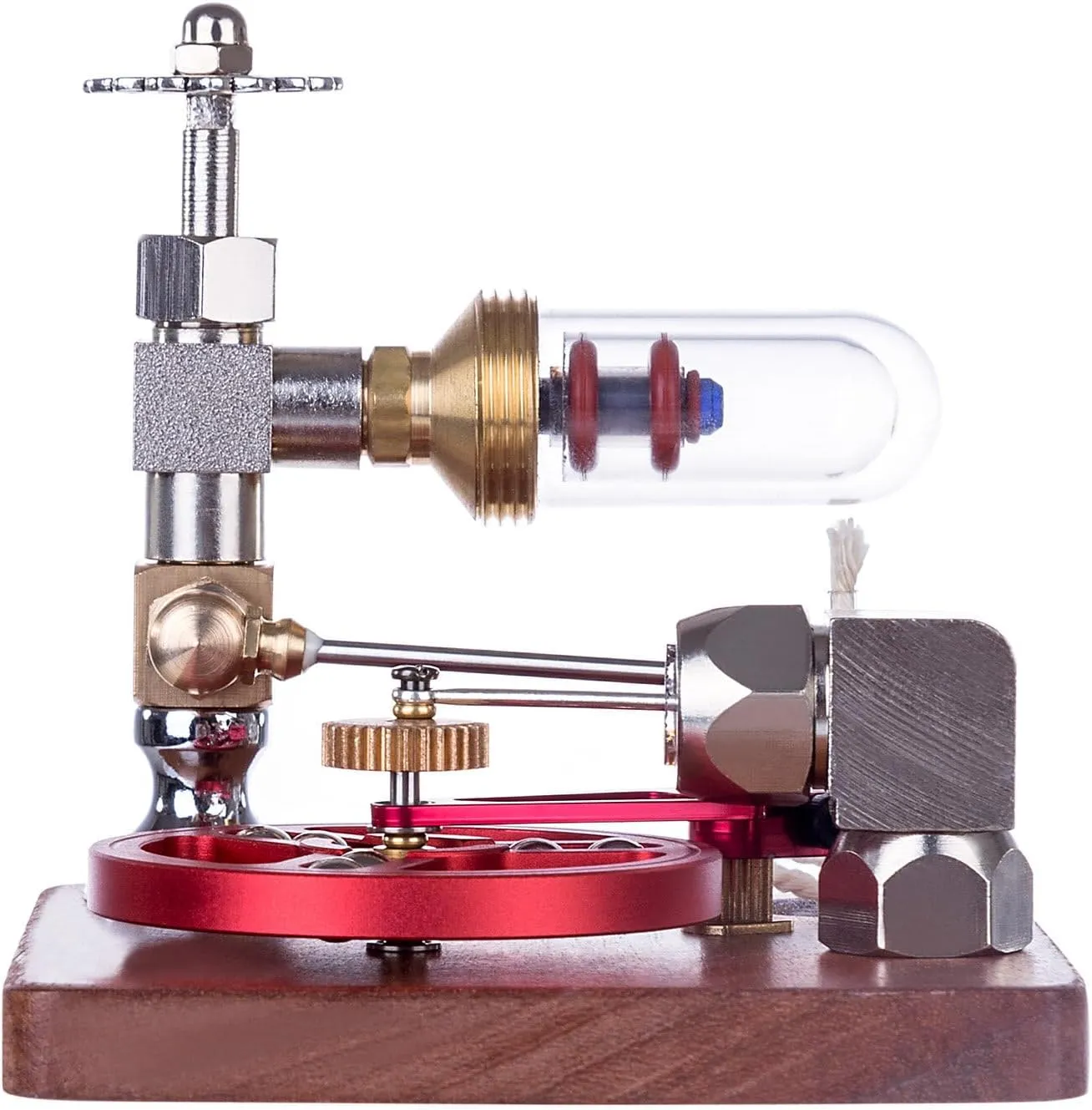 Stirling Engine Model Kit, Adjustable Speed Alcohol-Powered Stirling Engine with Speed Control Knob for Physical Science Experiment Display