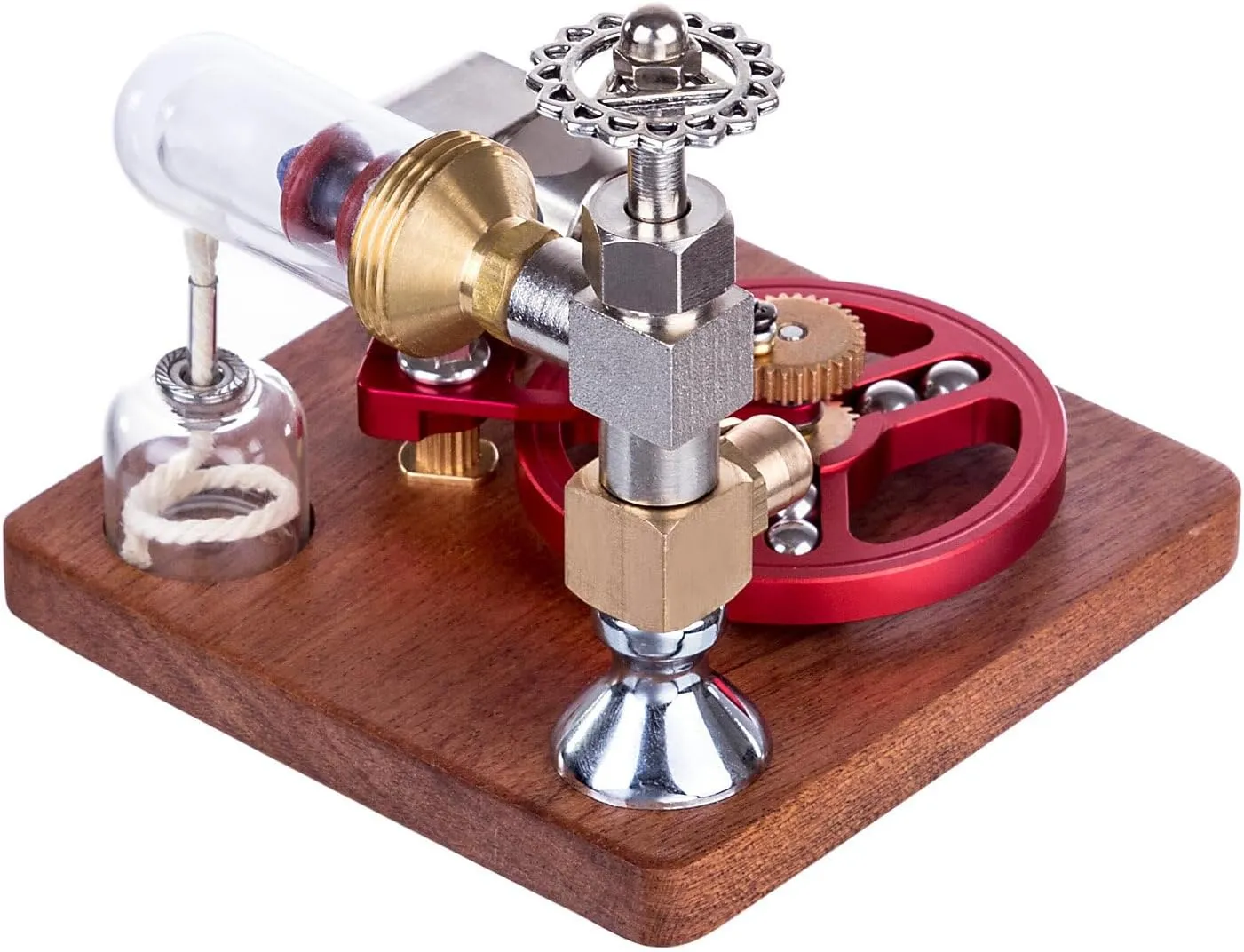 Stirling Engine Model Kit, Adjustable Speed Alcohol-Powered Stirling Engine with Speed Control Knob for Physical Science Experiment Display