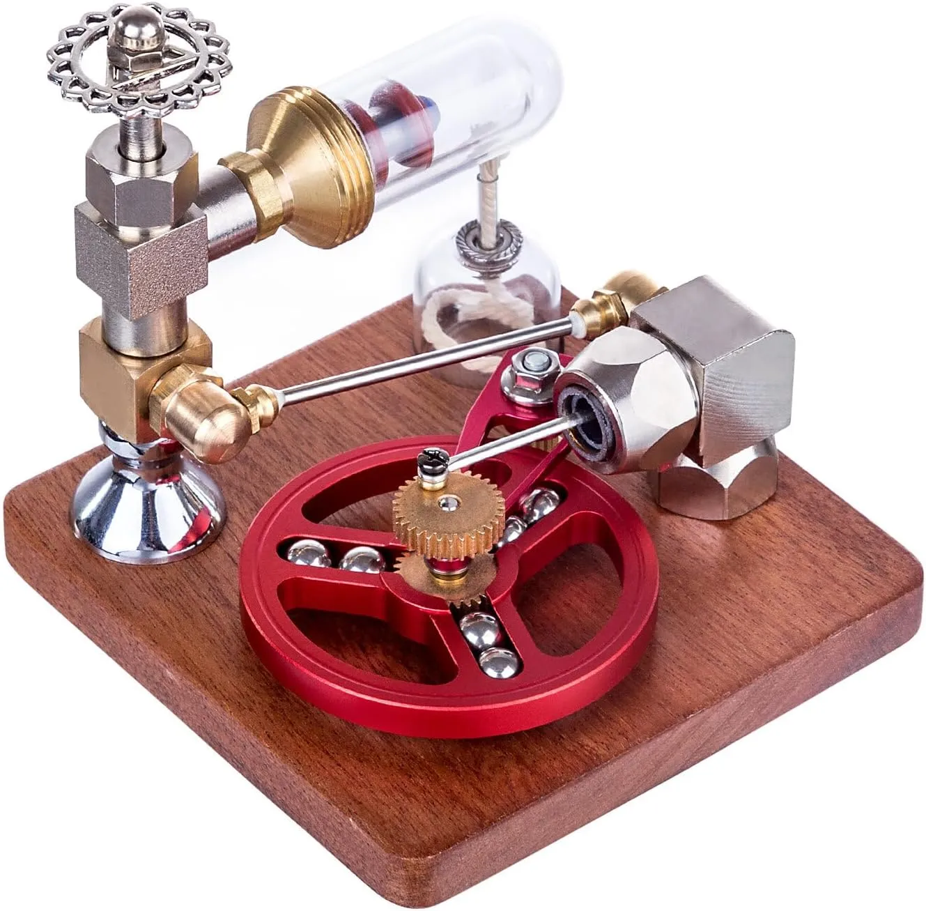 Stirling Engine Model Kit, Adjustable Speed Alcohol-Powered Stirling Engine with Speed Control Knob for Physical Science Experiment Display