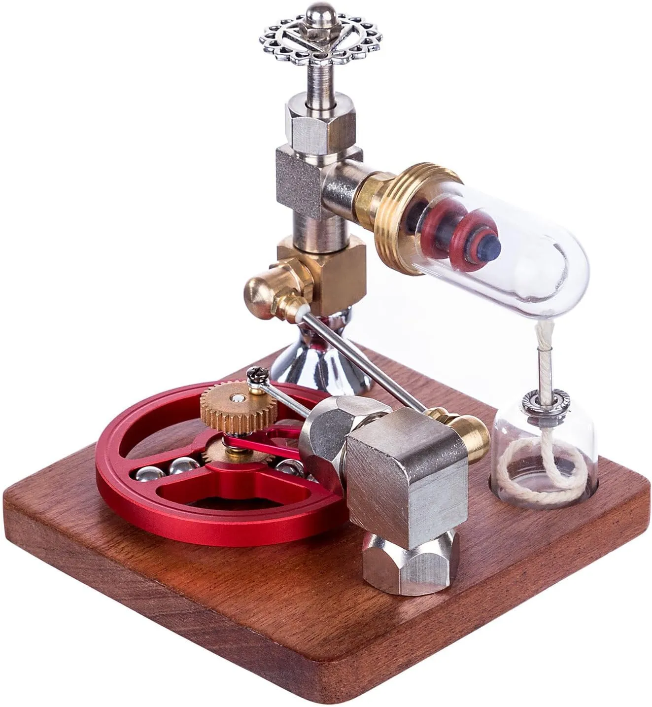 Stirling Engine Model Kit, Adjustable Speed Alcohol-Powered Stirling Engine with Speed Control Knob for Physical Science Experiment Display