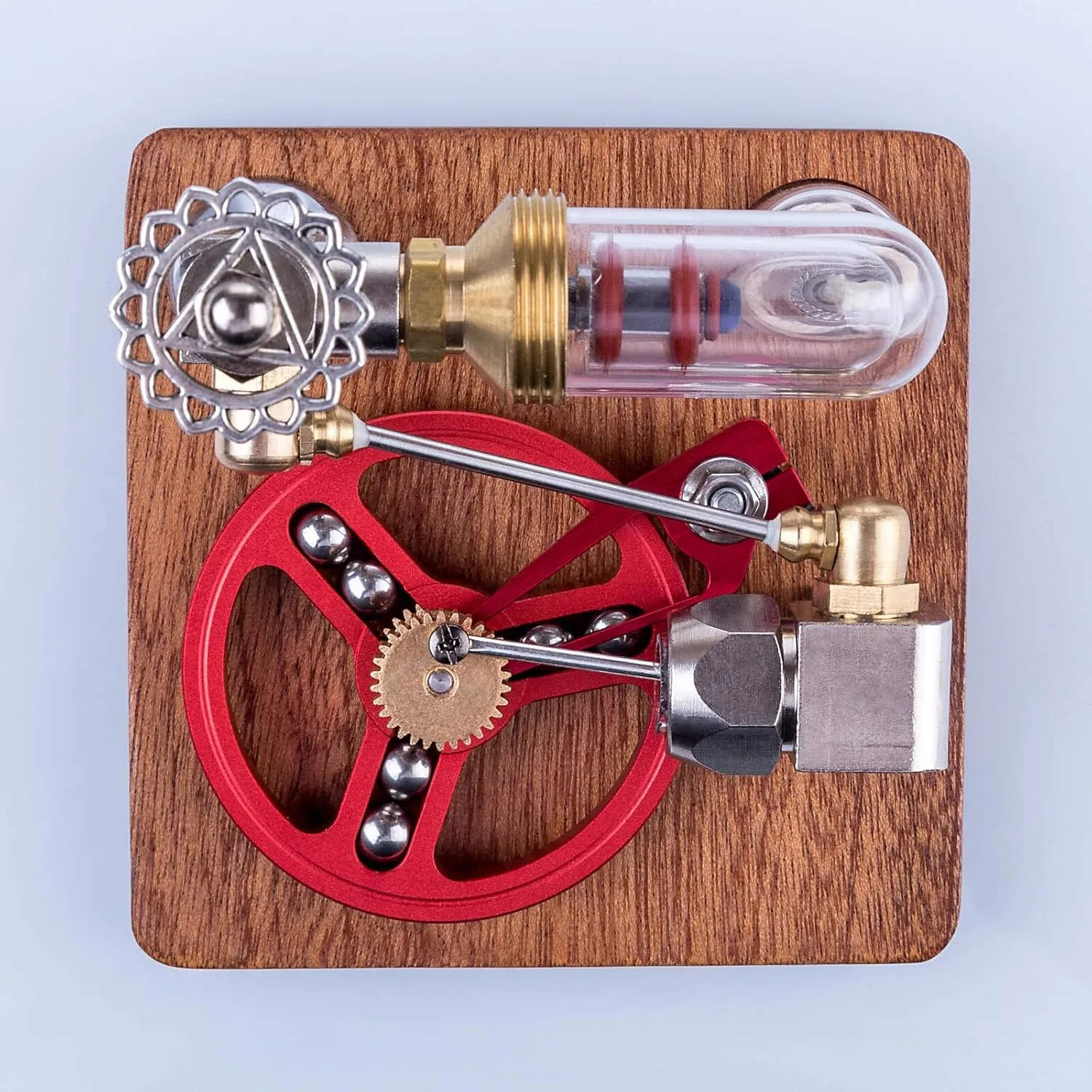 Stirling Engine Model Kit, Adjustable Speed Alcohol-Powered Stirling Engine with Speed Control Knob for Physical Science Experiment Display
