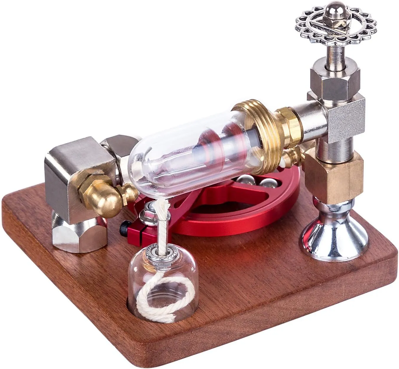 Stirling Engine Model Kit, Adjustable Speed Alcohol-Powered Stirling Engine with Speed Control Knob for Physical Science Experiment Display