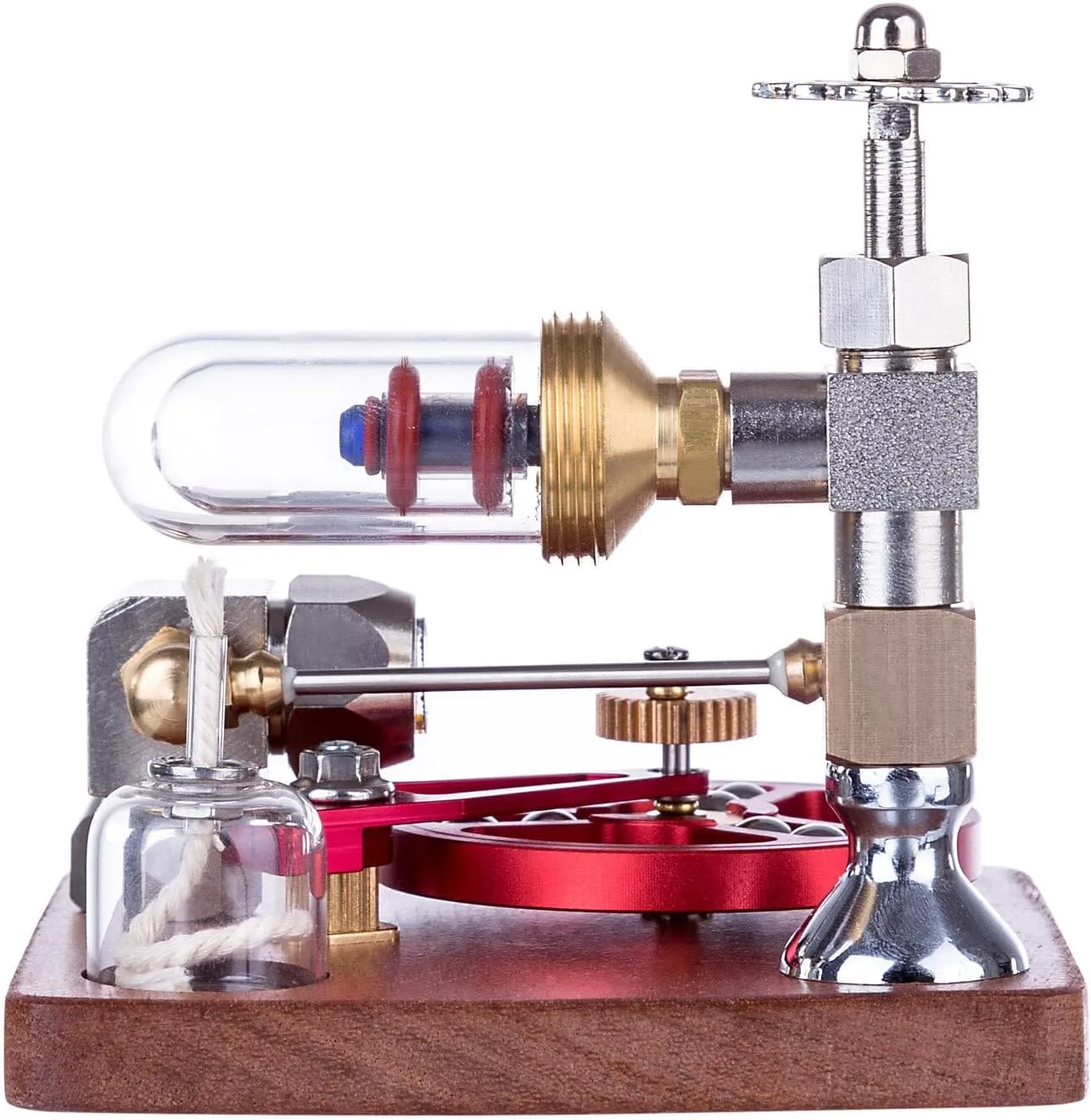 Stirling Engine Model Kit, Adjustable Speed Alcohol-Powered Stirling Engine with Speed Control Knob for Physical Science Experiment Display