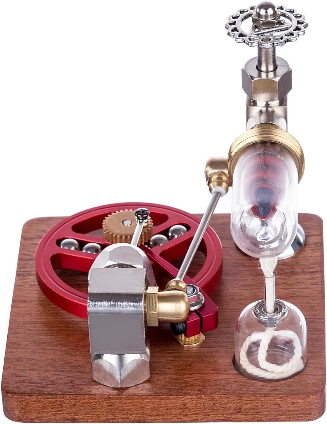 Stirling Engine Model Kit, Adjustable Speed Alcohol-Powered Stirling Engine with Speed Control Knob for Physical Science Experiment Display