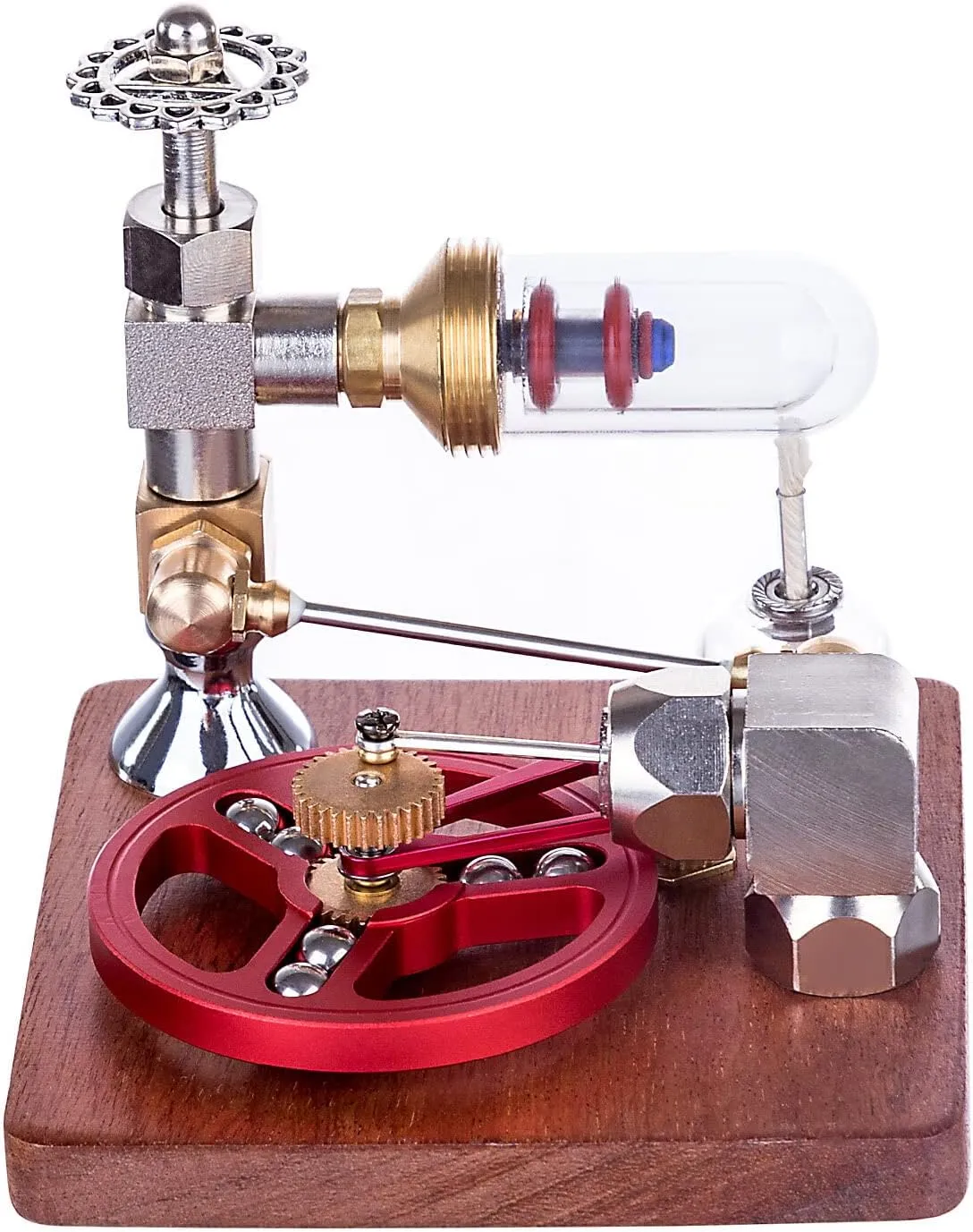 Stirling Engine Model Kit, Adjustable Speed Alcohol-Powered Stirling Engine with Speed Control Knob for Physical Science Experiment Display