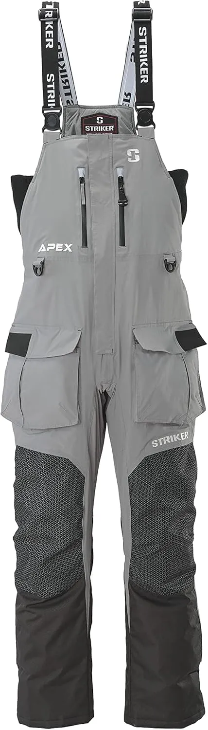 Striker Men's Apex Durable Lightweight Breathable Waterproof Outdoor Ice Fishing Bib with Sureflote Flotation Technology