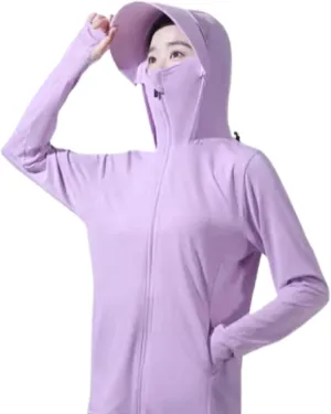 Summer Sun Protection Jacket - Women UPF 50 Uv Outdoor Sport Sun Protection Clothing Hoodie Shirts Ice Silk Ru