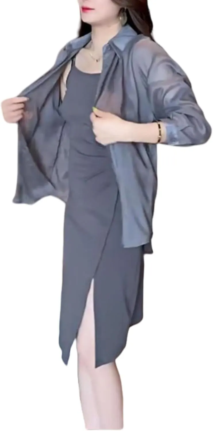 Summer Sunscreen Chiffon Shirt, Long Sleeve UV Protected Silk Shirt, Breathable, Fast Drying Light and Cool Loose Capes