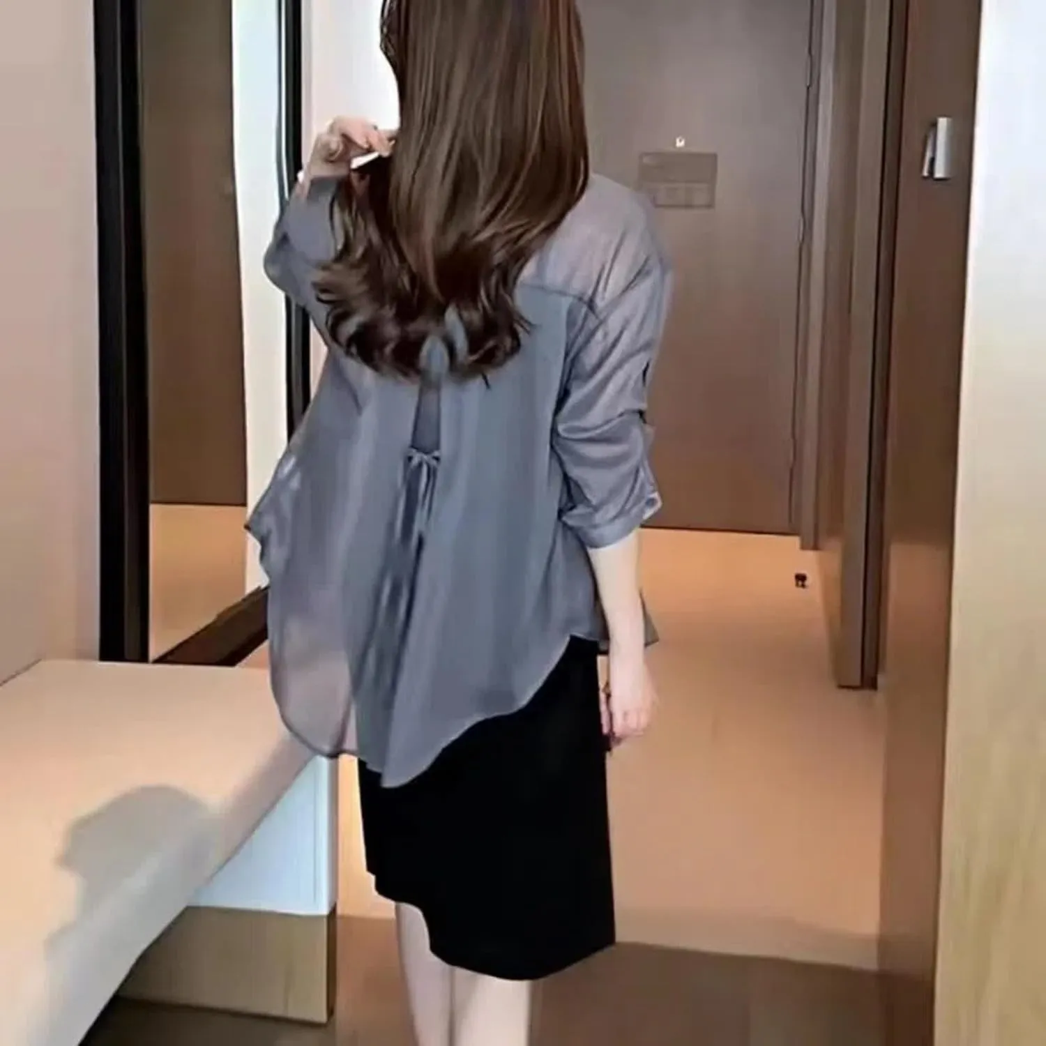 Summer Sunscreen Chiffon Shirt, Long Sleeve UV Protected Silk Shirt, Breathable, Fast Drying Light and Cool Loose Capes
