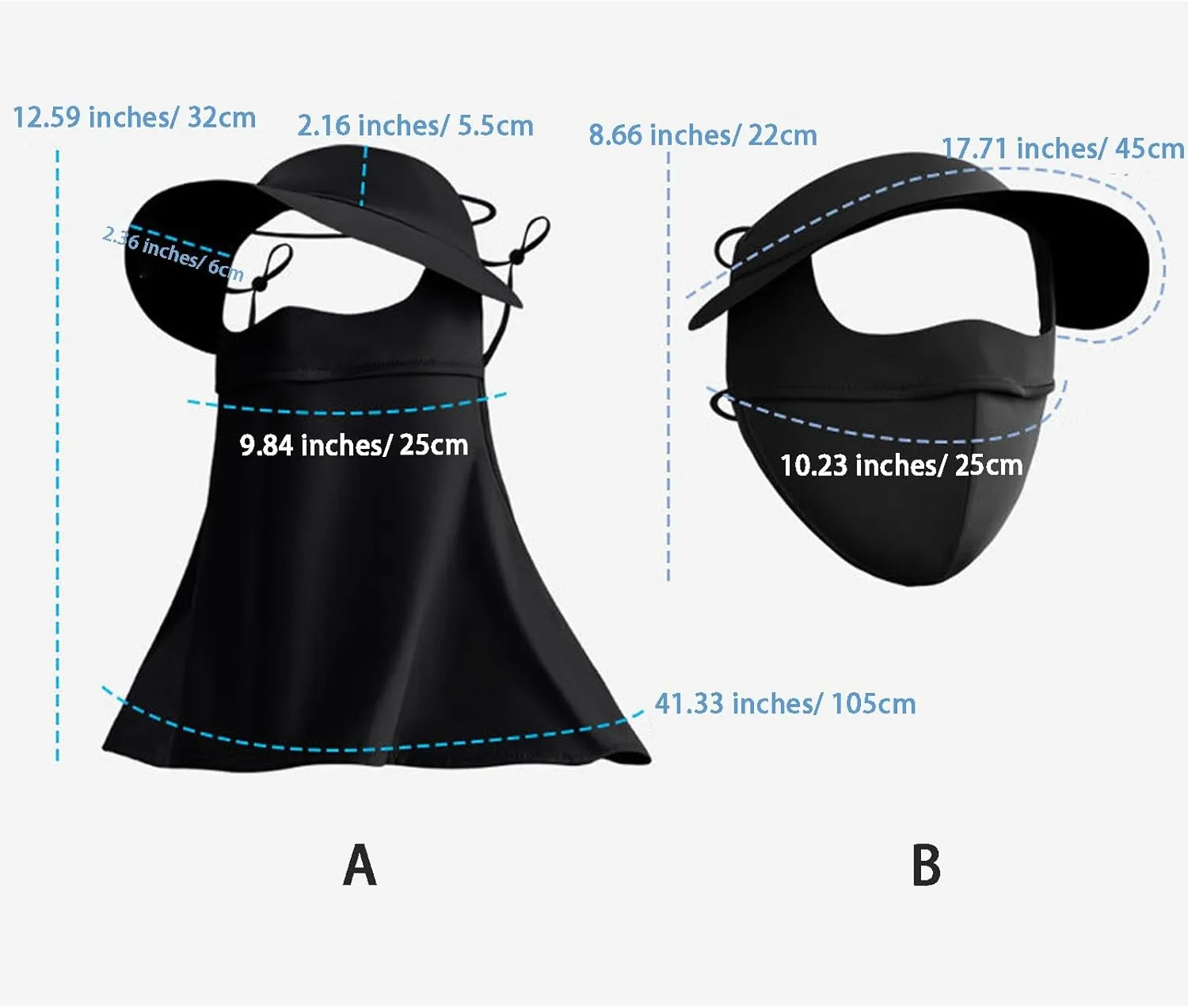 Sun Protection Face Mask, Ice Silk Full Face Cover, Cooling Neck Gaiter, Sun Protection Cap with Earloop for Summer