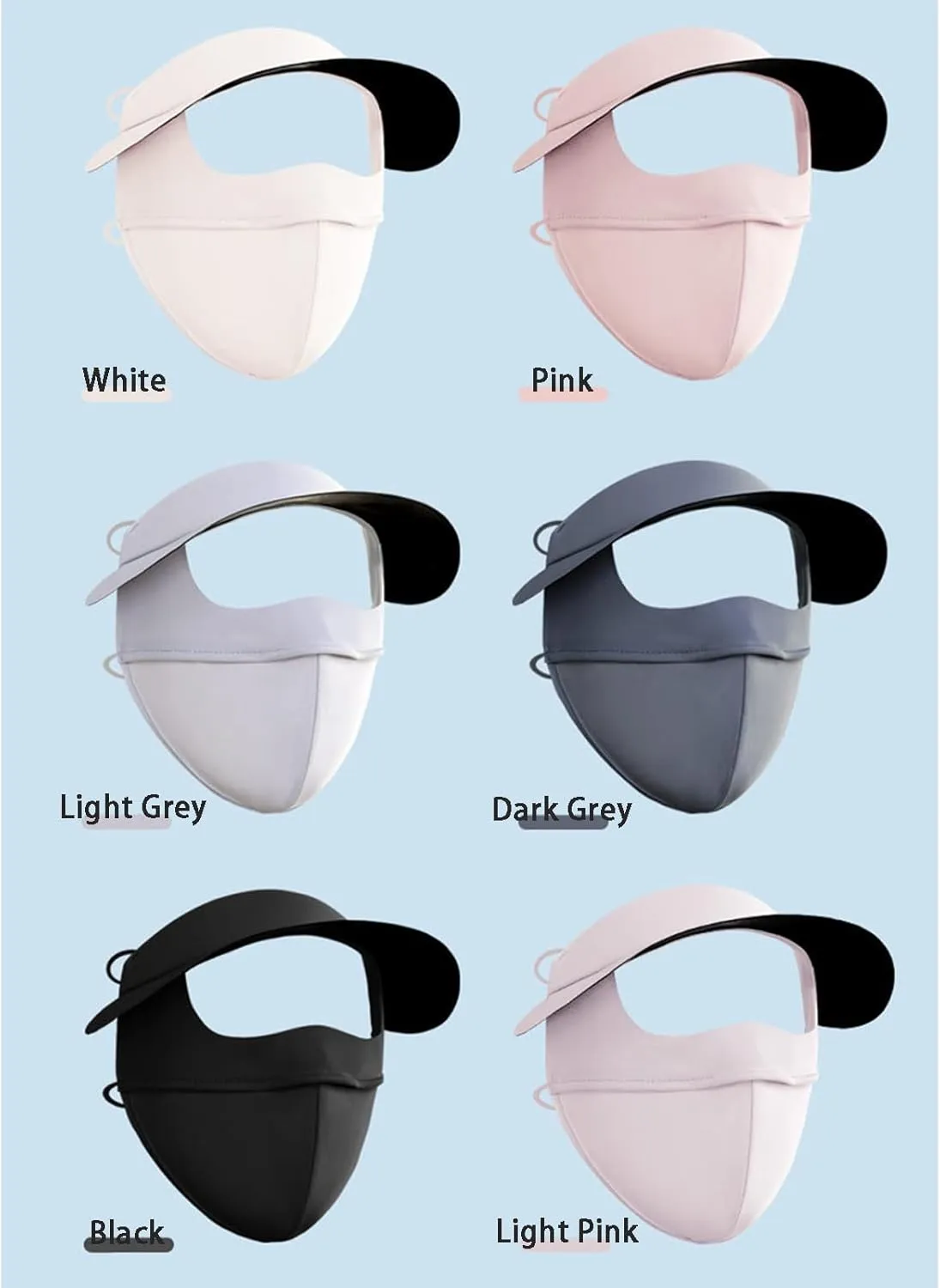 Sun Protection Face Mask, Ice Silk Full Face Cover, Cooling Neck Gaiter, Sun Protection Cap with Earloop for Summer
