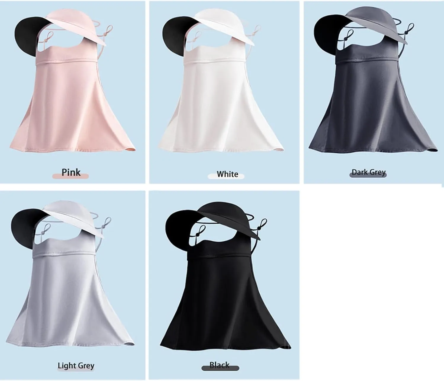 Sun Protection Face Mask, Ice Silk Full Face Cover, Cooling Neck Gaiter, Sun Protection Cap with Earloop for Summer