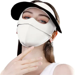 Sun Protection Face Mask, Ice Silk Full Face Cover, Cooling Neck Gaiter, Sun Protection Cap with Earloop for Summer