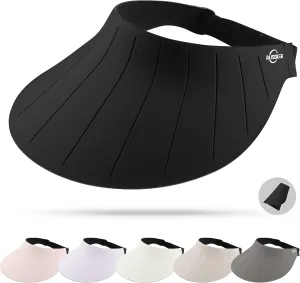 Sun Visor Hat for Women Men Wide Brim UPF50  Packable Seamless Beach Hats Adjustable Ponytail Sun Hats for Outdoor