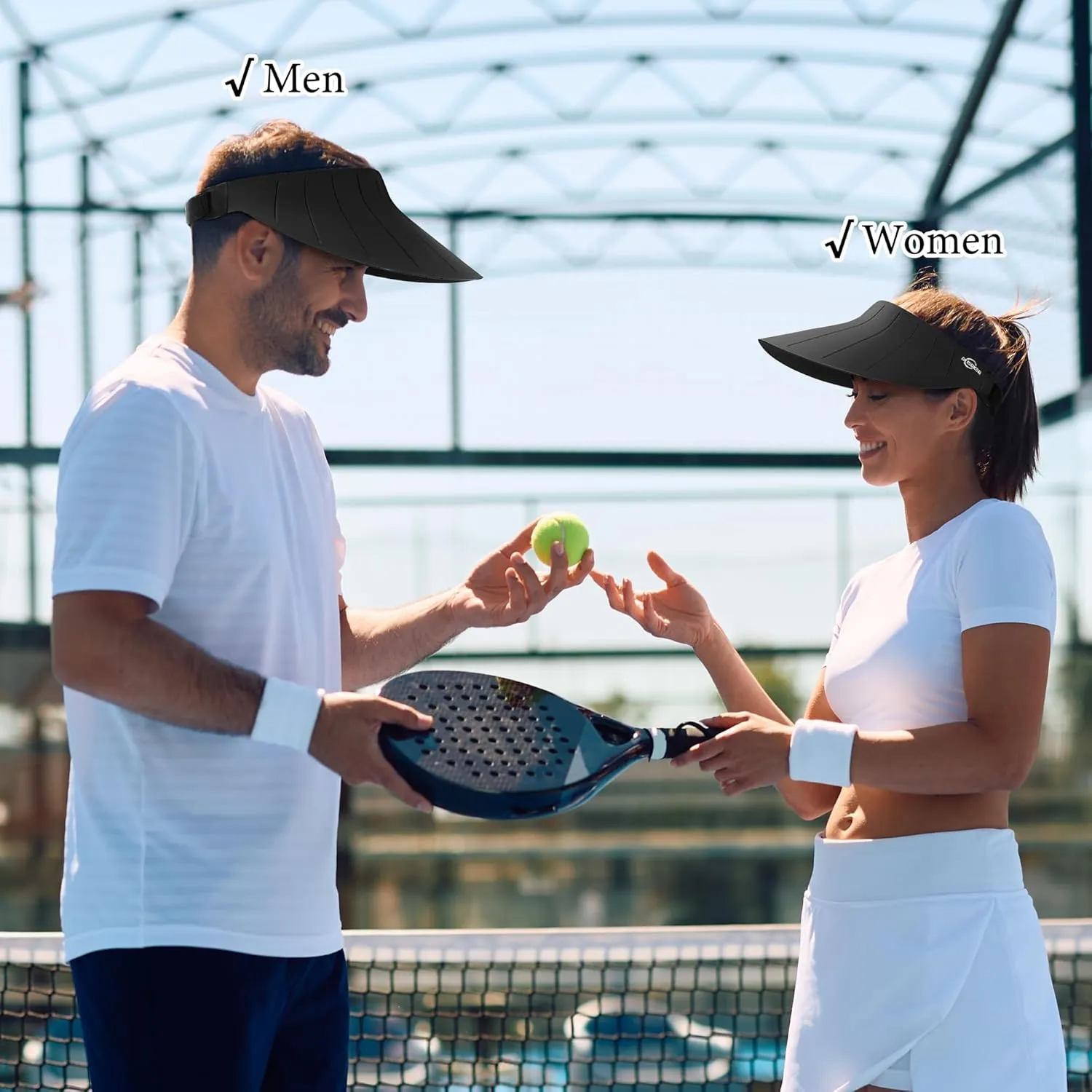 Sun Visor Hat for Women Men Wide Brim UPF50  Packable Seamless Beach Hats Adjustable Ponytail Sun Hats for Outdoor