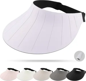 Sun Visor Hat for Women Men Wide Brim UPF50  Packable Seamless Beach Hats Adjustable Ponytail Sun Hats for Outdoor
