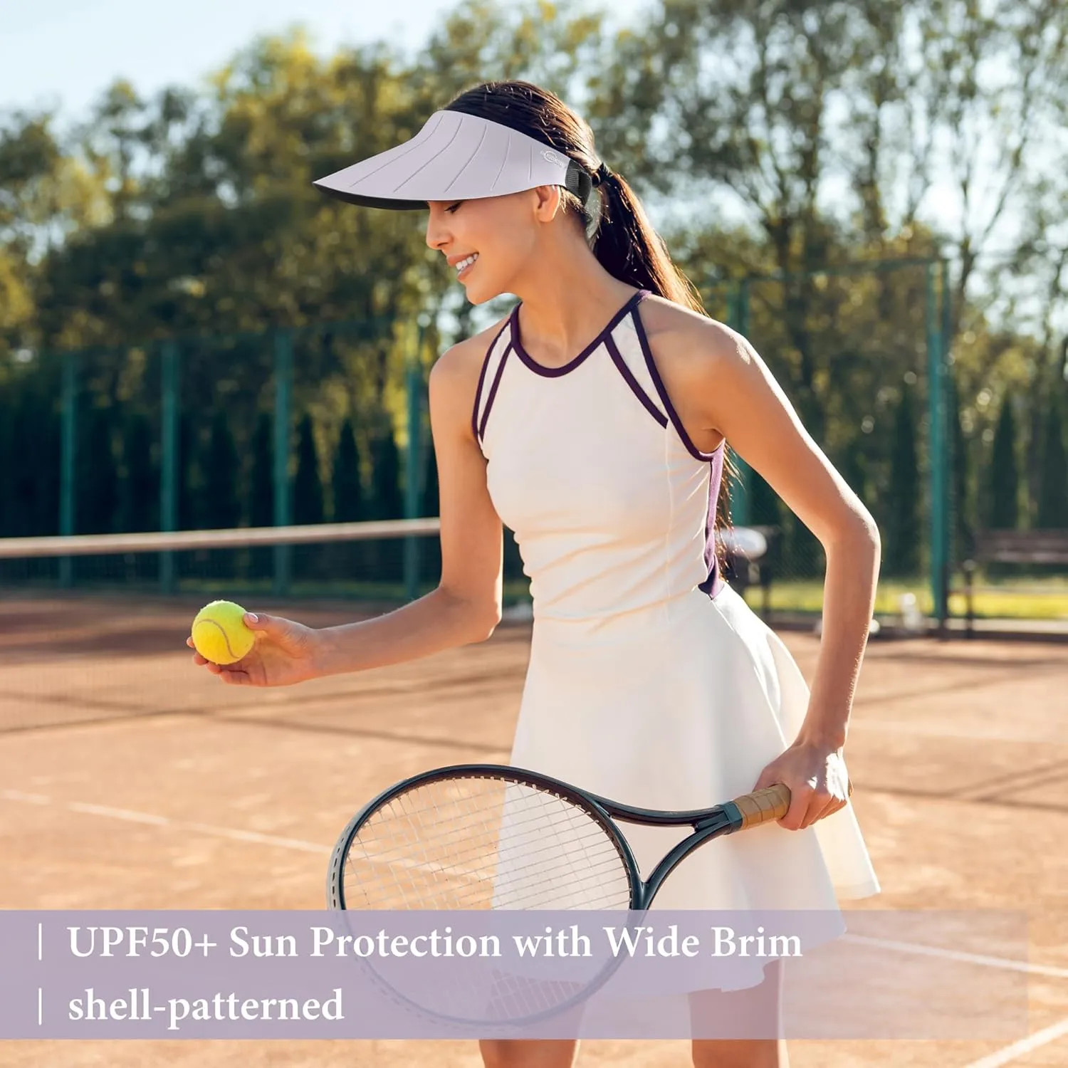 Sun Visor Hat for Women Men Wide Brim UPF50  Packable Seamless Beach Hats Adjustable Ponytail Sun Hats for Outdoor
