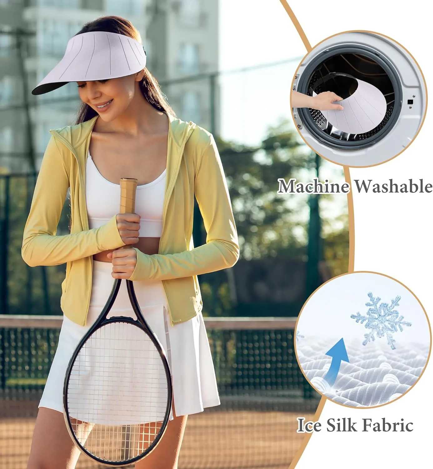 Sun Visor Hat for Women Men Wide Brim UPF50  Packable Seamless Beach Hats Adjustable Ponytail Sun Hats for Outdoor