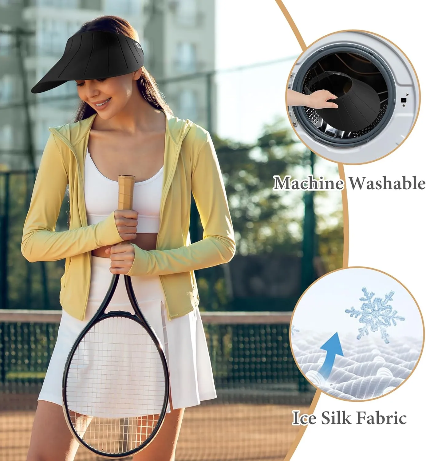 Sun Visor Hat for Women Men Wide Brim UPF50  Packable Seamless Beach Hats Adjustable Ponytail Sun Hats for Outdoor