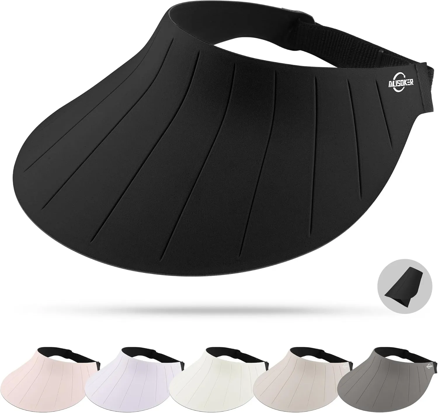 Sun Visor Hat for Women Men Wide Brim UPF50  Packable Seamless Beach Hats Adjustable Ponytail Sun Hats for Outdoor