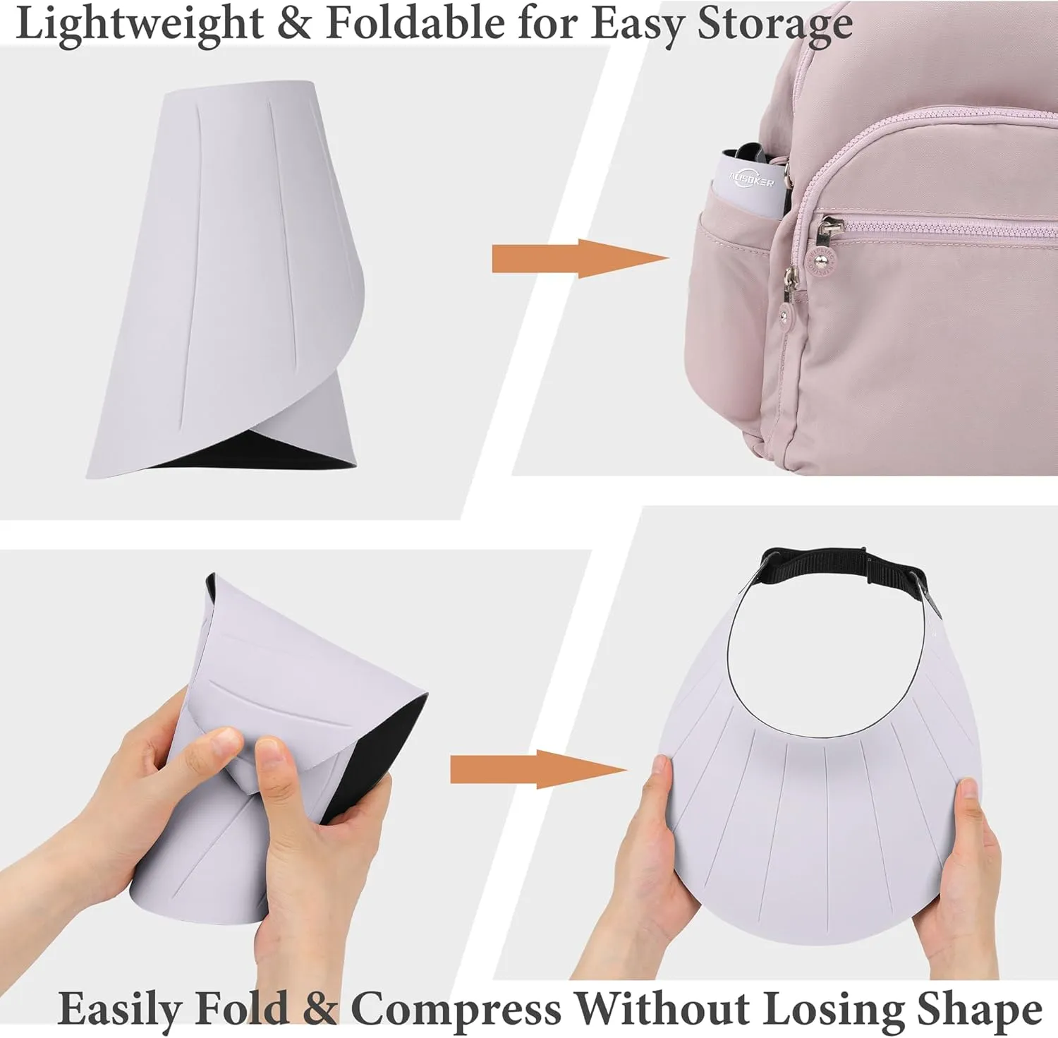 Sun Visor Hat for Women Men Wide Brim UPF50  Packable Seamless Beach Hats Adjustable Ponytail Sun Hats for Outdoor