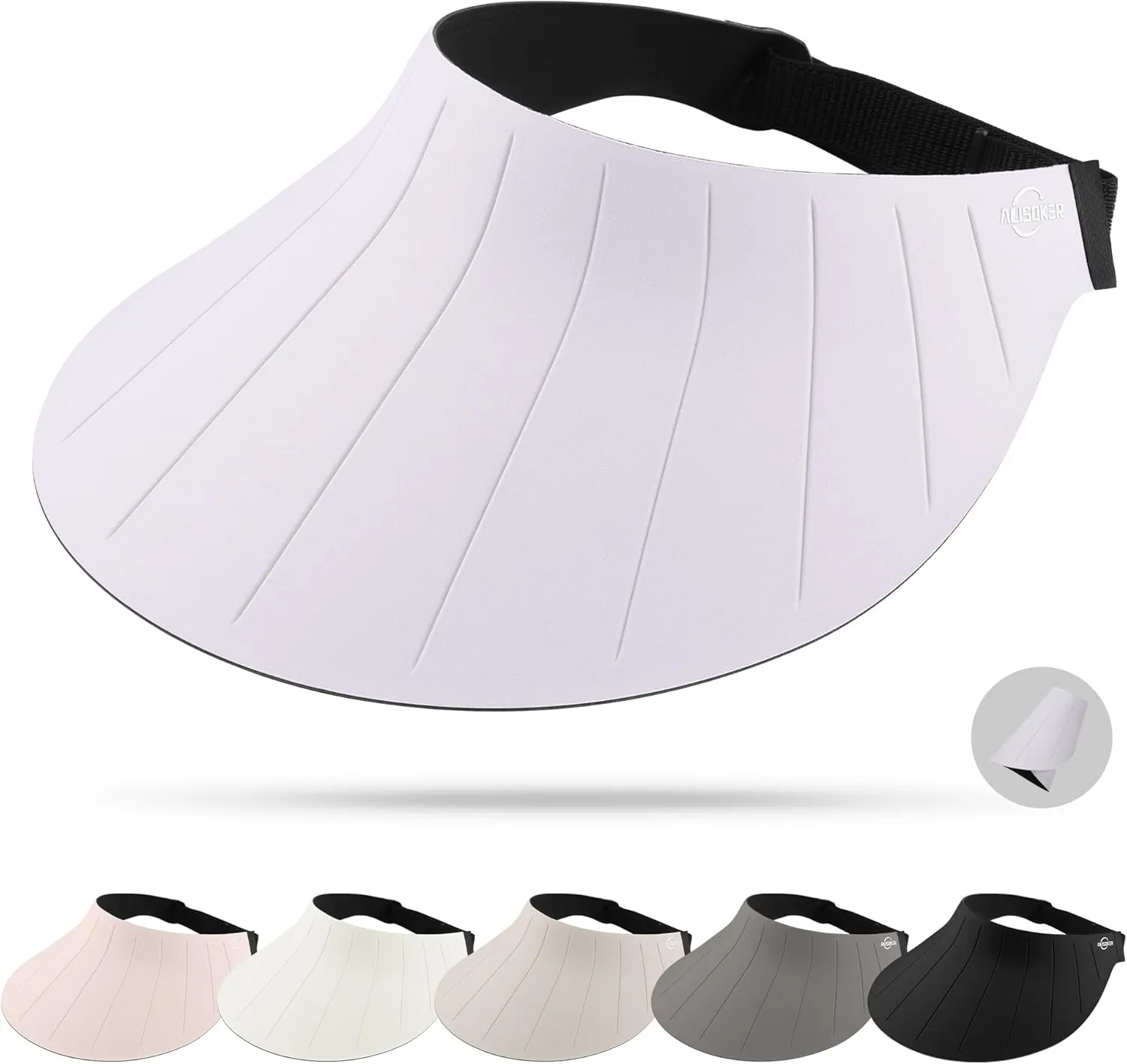 Sun Visor Hat for Women Men Wide Brim UPF50  Packable Seamless Beach Hats Adjustable Ponytail Sun Hats for Outdoor