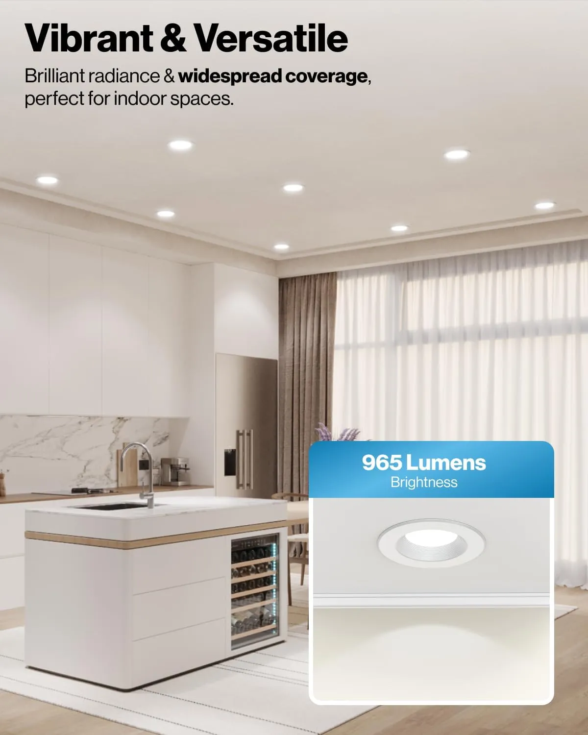 Sunco Recessed Lighting 6 Inch, Retrofit Can Lights, 965LM, 13W (75W Equivalent), Selectable CCT 2700K/3000K/3500K/4000K/5000K, Dimmable, Baffle Trim, Damp Rated UL 4 Pack