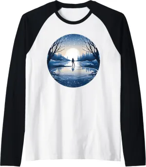 Sunset Ice skating on frozen Lake Raglan Baseball Tee
