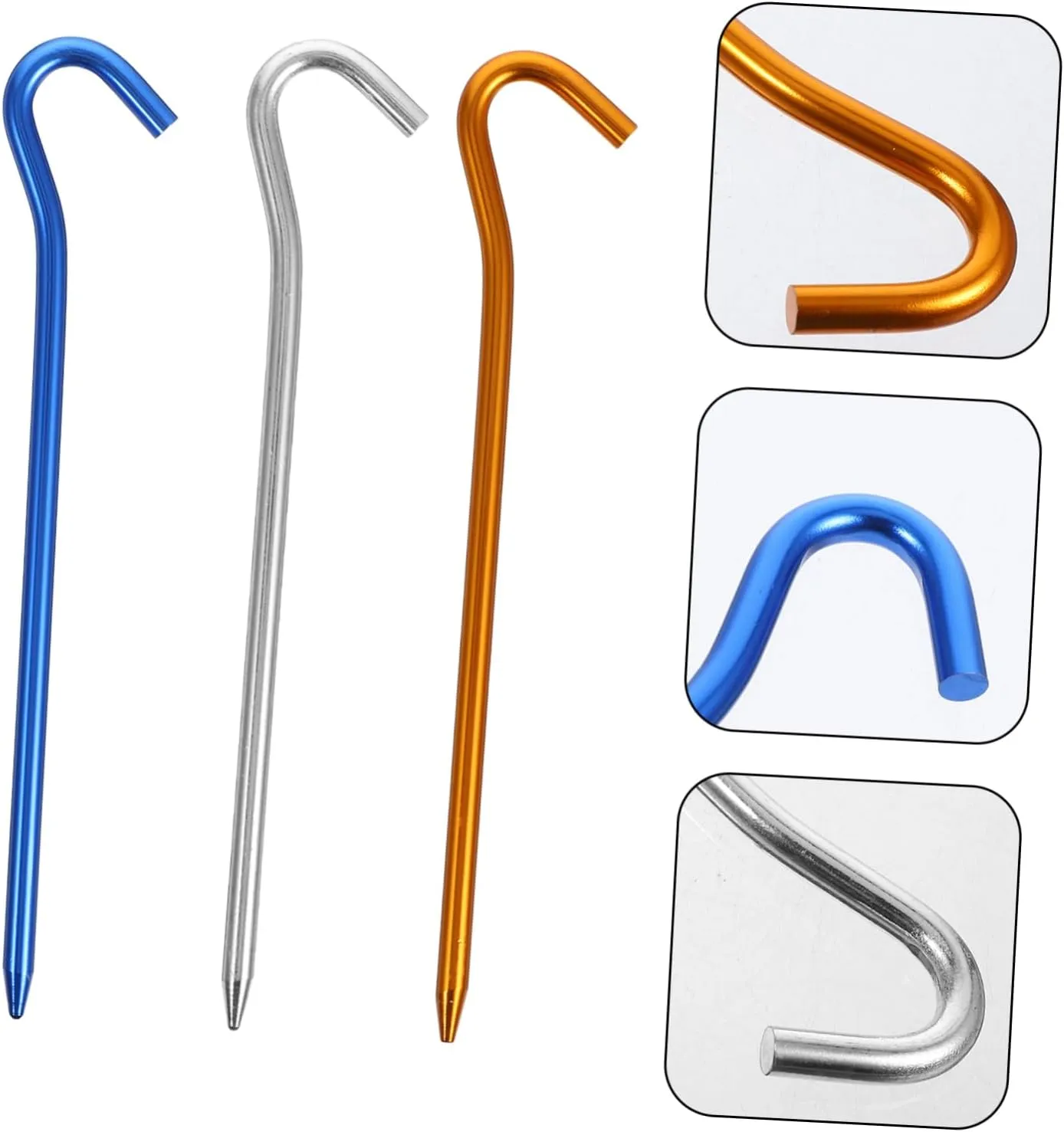 SUPVOX 3sets Outdoor Camping Tent Stakes Titanium Alloy Tent Nails Sturdy Camping Stakes Heavy Duty Pegs Easy Fix 6pcs*3 Random Color