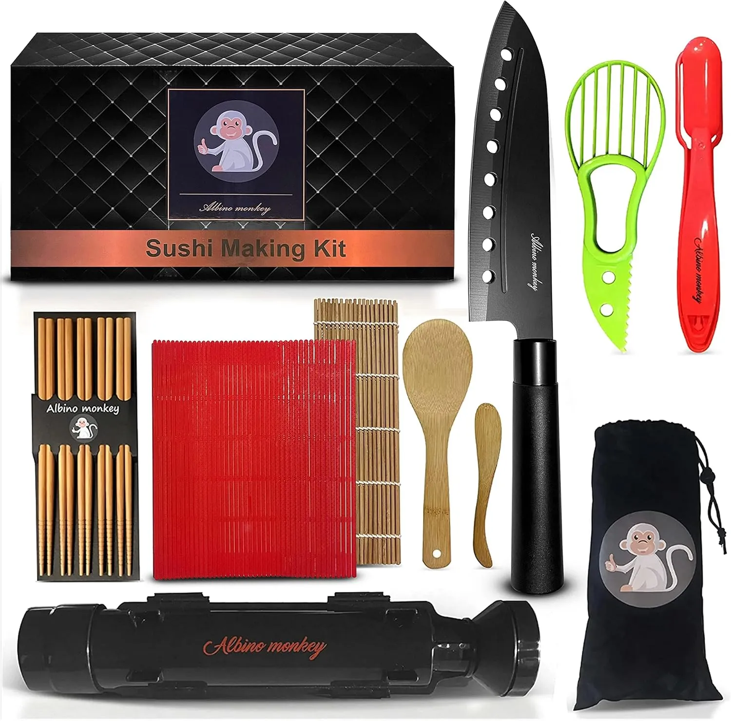 Sushi Making Kit - Master Japanese Cuisine in Minutes - Includes New Upgraded Sashimi Knife & Sushi Maker Bazooka, 2 Mats, Nigiri Tool, and More – Perfect for Beginners