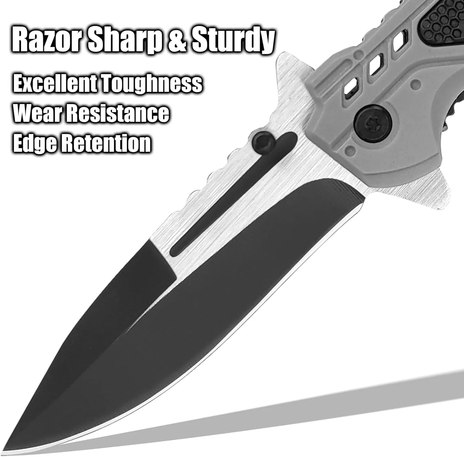 Switchblade Knives with Liner-Lock Belt Clip,Pocket Folding Knife for Camping Survival Hiking Hunting