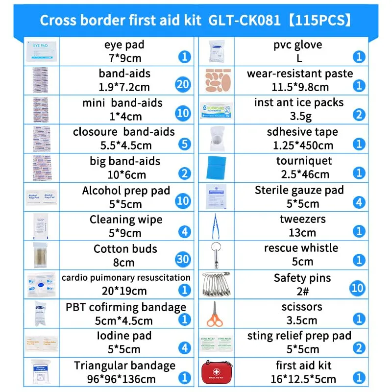 SYOSI Mini First Aid Kit, 115 Piece Small Waterproof Hard Shell Medical Emergency Aid Kit for Car, Home, Office, Travel, Camping, Sports, Outdoor, School Emergency First Aid Supplies Survival Kit