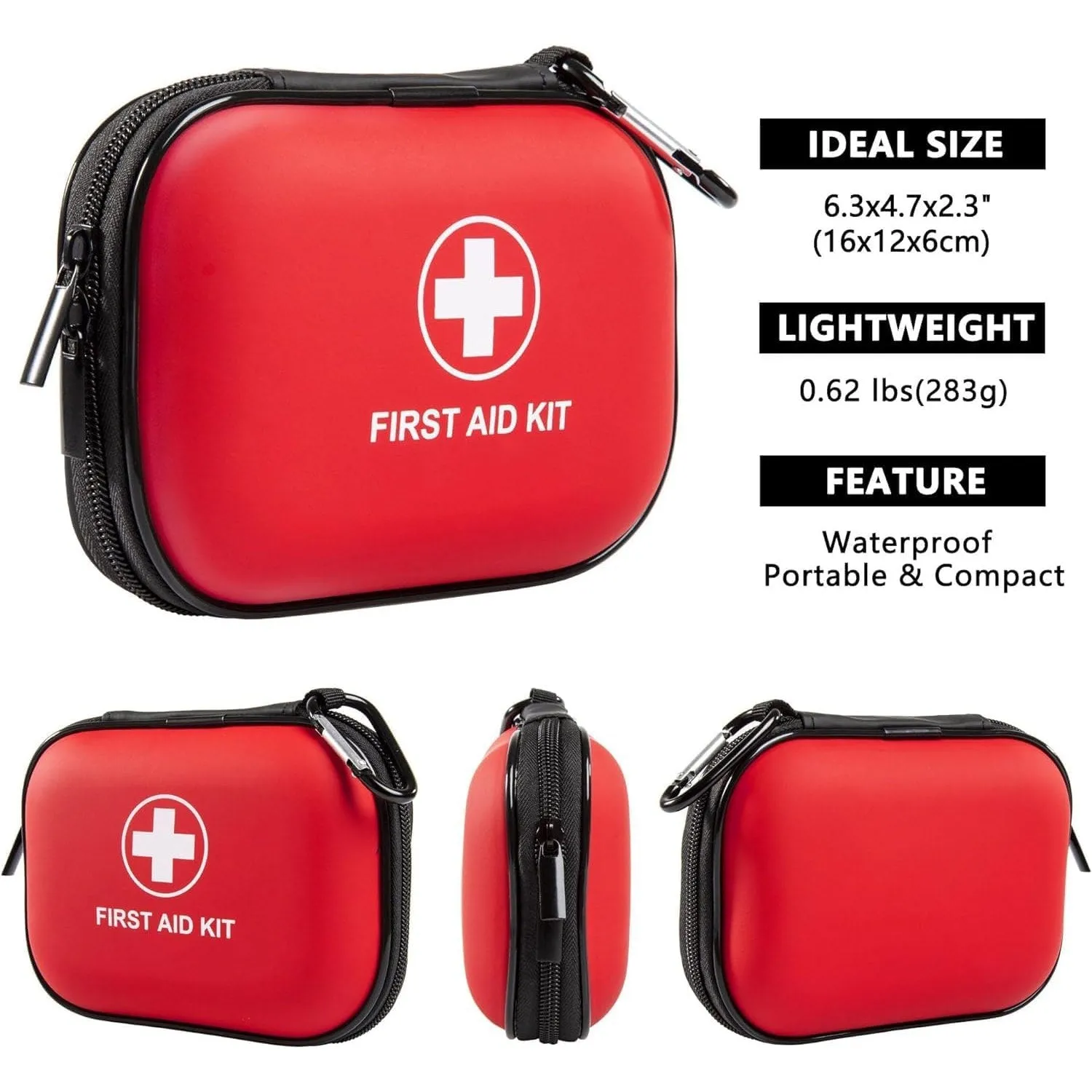 SYOSI Mini First Aid Kit, 115 Piece Small Waterproof Hard Shell Medical Emergency Aid Kit for Car, Home, Office, Travel, Camping, Sports, Outdoor, School Emergency First Aid Supplies Survival Kit