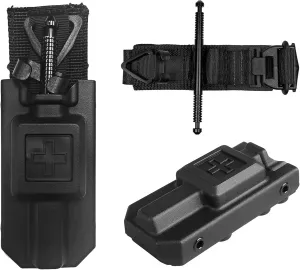 Tactical Tourniquet Gen 4 with MOLLE Tourniquet Holder Box Metal Lock Compression Band for Bleeding Control Essential First Aid for Emergency Use