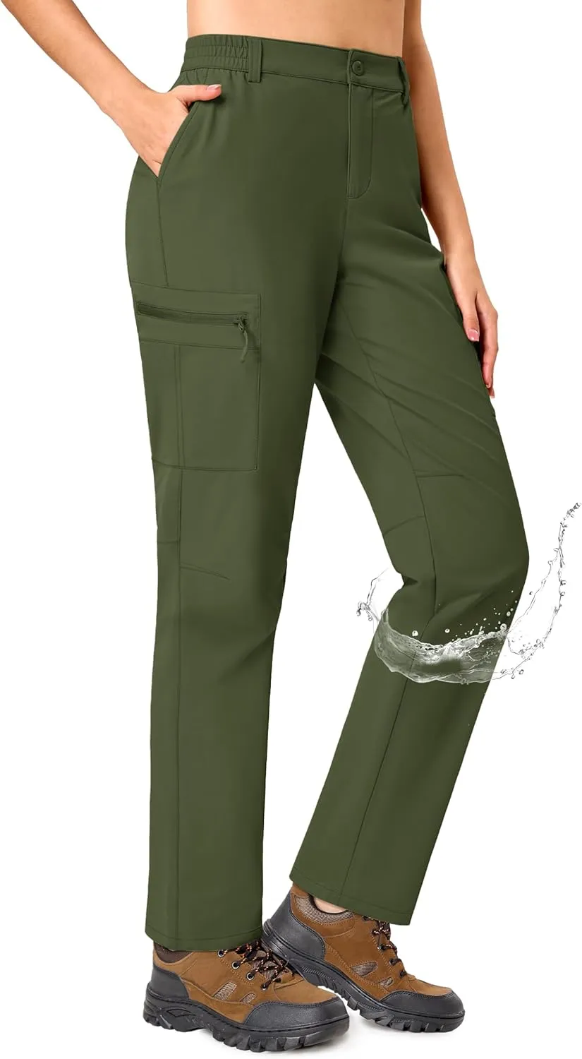 TACVASEN Women's Hiking Cargo Pants Lightweight Water Resistant Quick Dry Outdoor Work Mountain Trouser Zipper Pockets