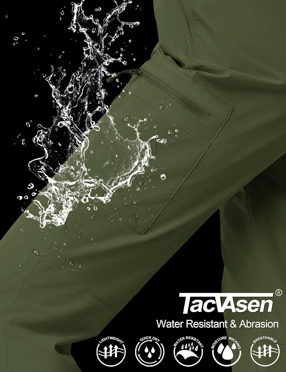 TACVASEN Women's Hiking Cargo Pants Lightweight Water Resistant Quick Dry Outdoor Work Mountain Trouser Zipper Pockets